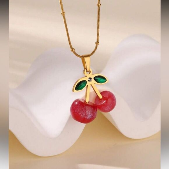 Cherry Pendant Necklace A1360 - Picture 2 of 4